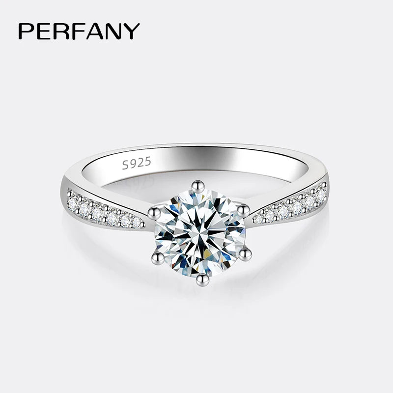 PERFANY 0.5-3CT Moissanite Ring For Women S925 Pure Silver Sparkling Engagement Ring Wedding High-end Jewelry - Madeinsea©