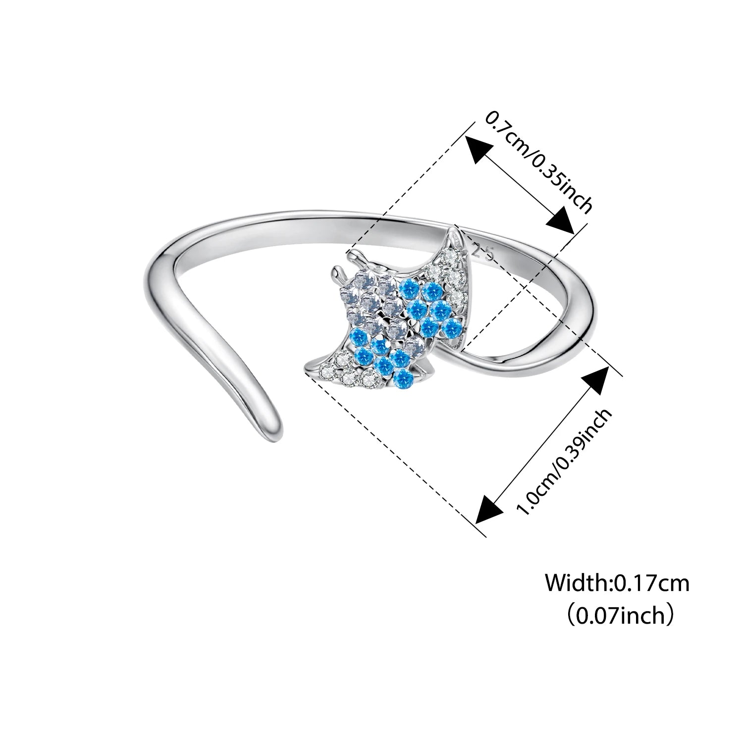 BISAER 925 Sterling Silver Ocean Animal Open Ring Starfish Pearl Conch Turtle Pearl Band for Women Party Jewelry Holiday Gift