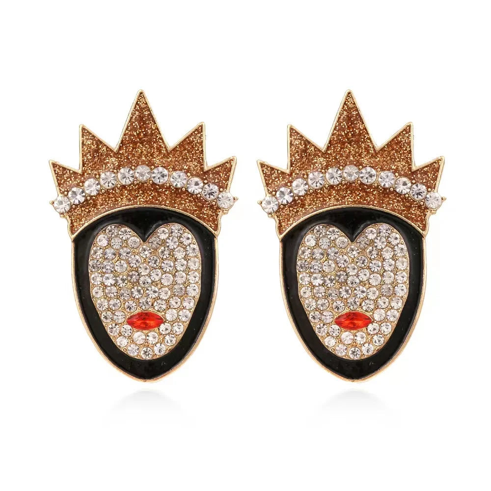 Exaggerated Rhinestone Characters Earrings for Woman 2023 Halloween Earrings Jewelry Party Casual
