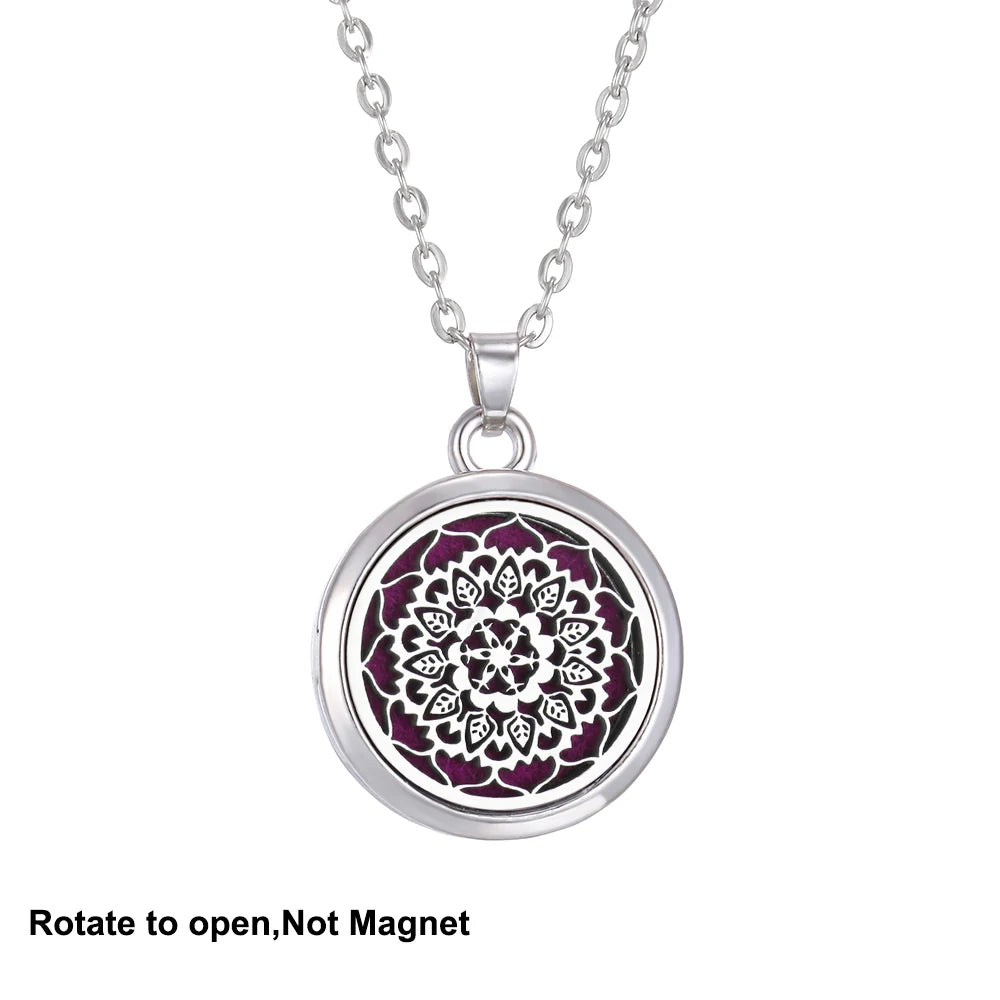 2023 New Aromatherapy Necklace Diffuser Pendant Aroma Jewelry Thread Rotate Open Locket Perfume Essential Oil Diffuser Necklace
