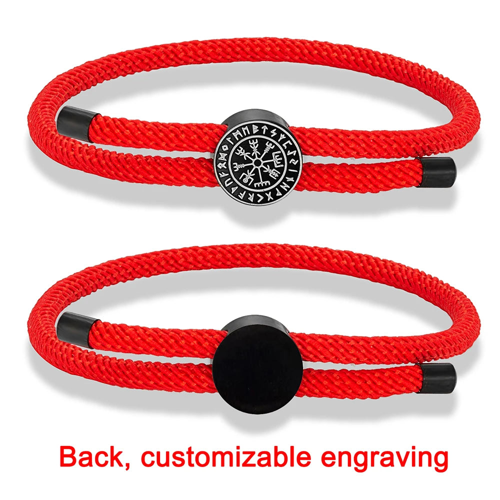 Bracelet amulette runique viking MKENDN pour hommes et femmes, tressé à la main, ajustable, motif personnalisé avec nom, bijoux pour couples