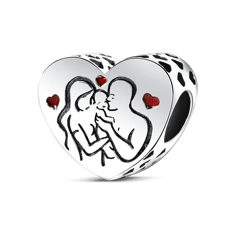 New 925 Sterling Silver Charm Love Heart Warm Family Series Beads Fit Original Charms Bracelets Pendant DIY Jewelry Gift - Madeinsea©
