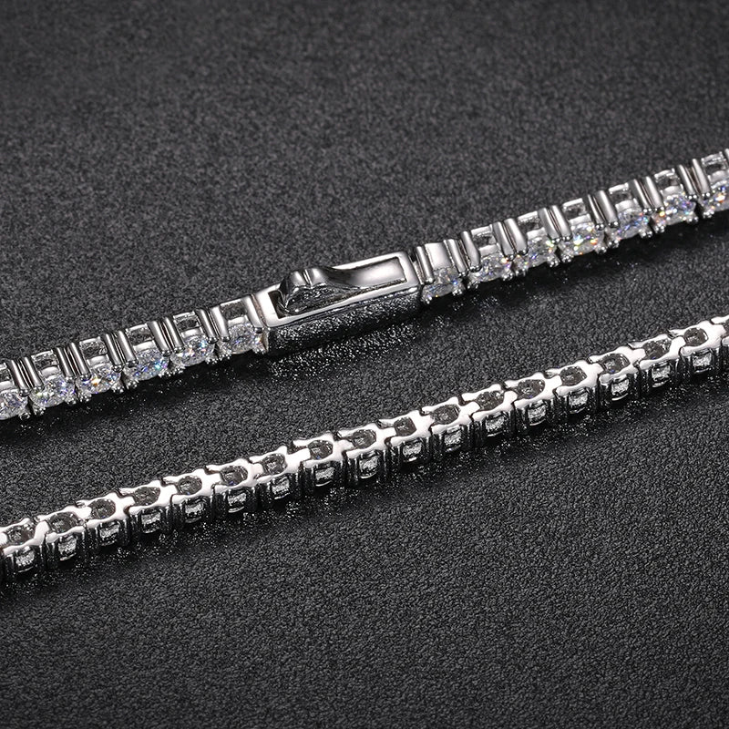 2/2.5mm Full Moissanite Tennis Bracelet for Women Pass Diamond Tester 925 Sterling Silver 18K Gold Plated HipHop Men Jewelry