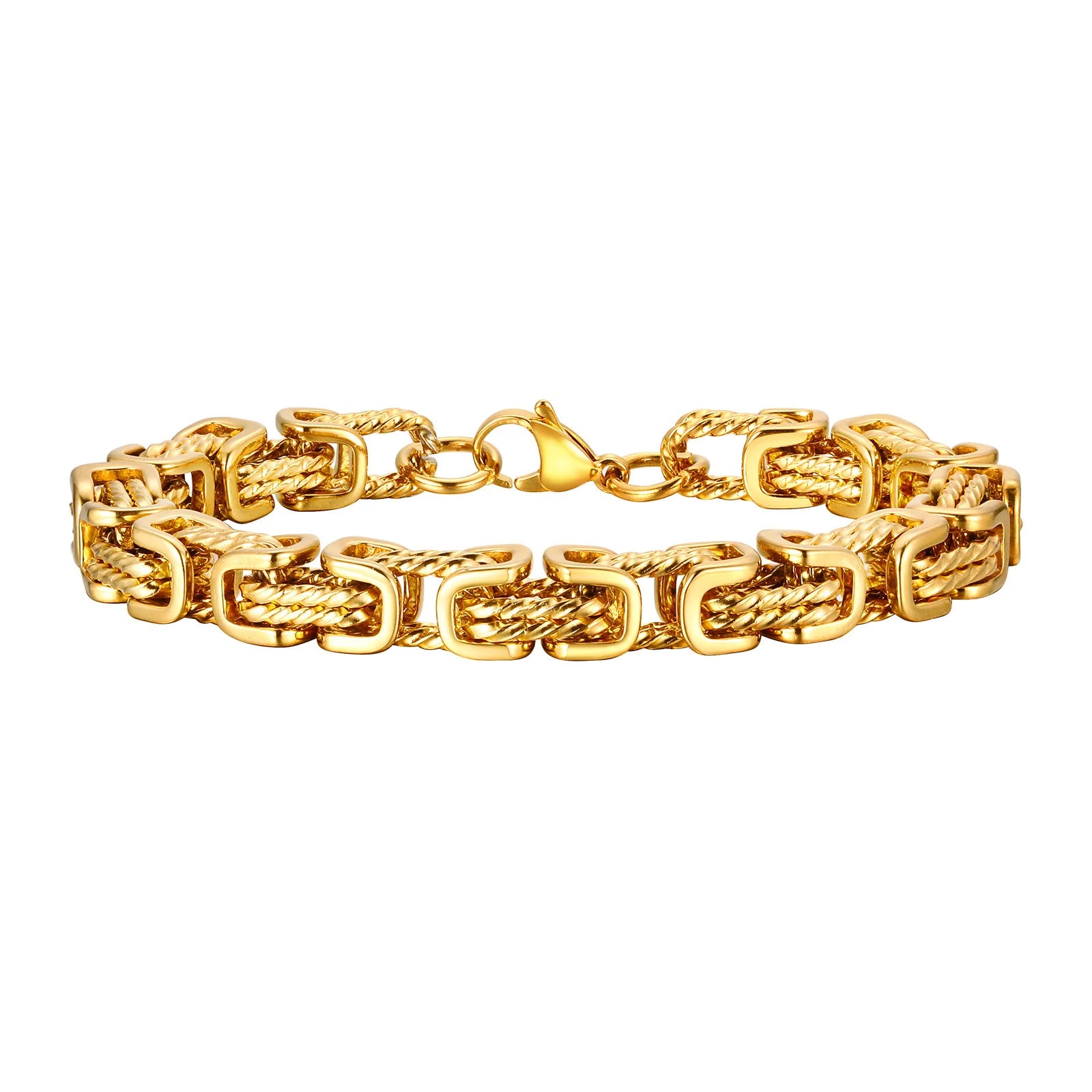 Klobige byzantinische Armbänder für Herren, Retro-Grau, 8 mm geflochtenes Gliederarmband aus Edelstahl, Vintage-Schmuck, Geschenk für ihn, Jungen