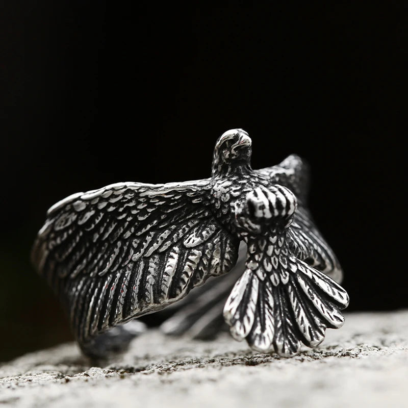 BEIER 2022 Updated Vikings Nordic Style Raven Eagle Ring Mens Vintage Heavy Stainless Steel Rings Unique Biker Animal Jewelry - Madeinsea©