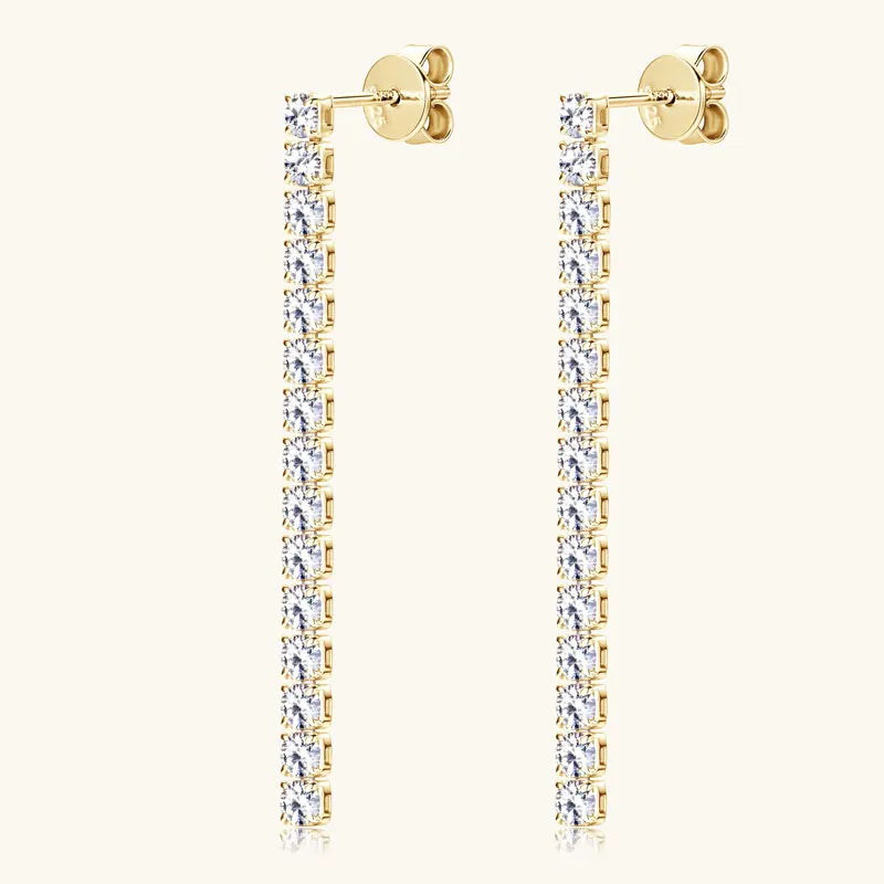 OXTAO 2.5mm Moissanite Dangle Earring Female Jewelry Real 925 Silver Long Chandelier Earrings Wedding Fine Gewelry Gift