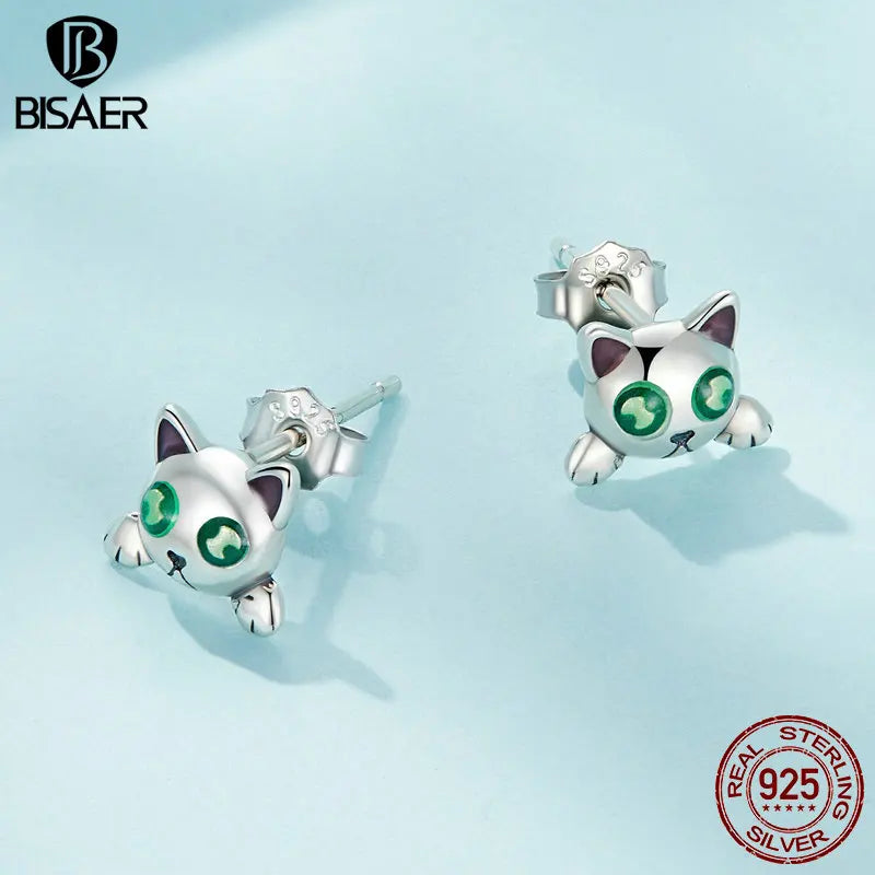 BISAER Boucles d'oreilles à tige lumineuses en argent sterling 925 en forme de mini citrouille en émail pour fille, bijoux fins originaux pour fête d'Halloween
