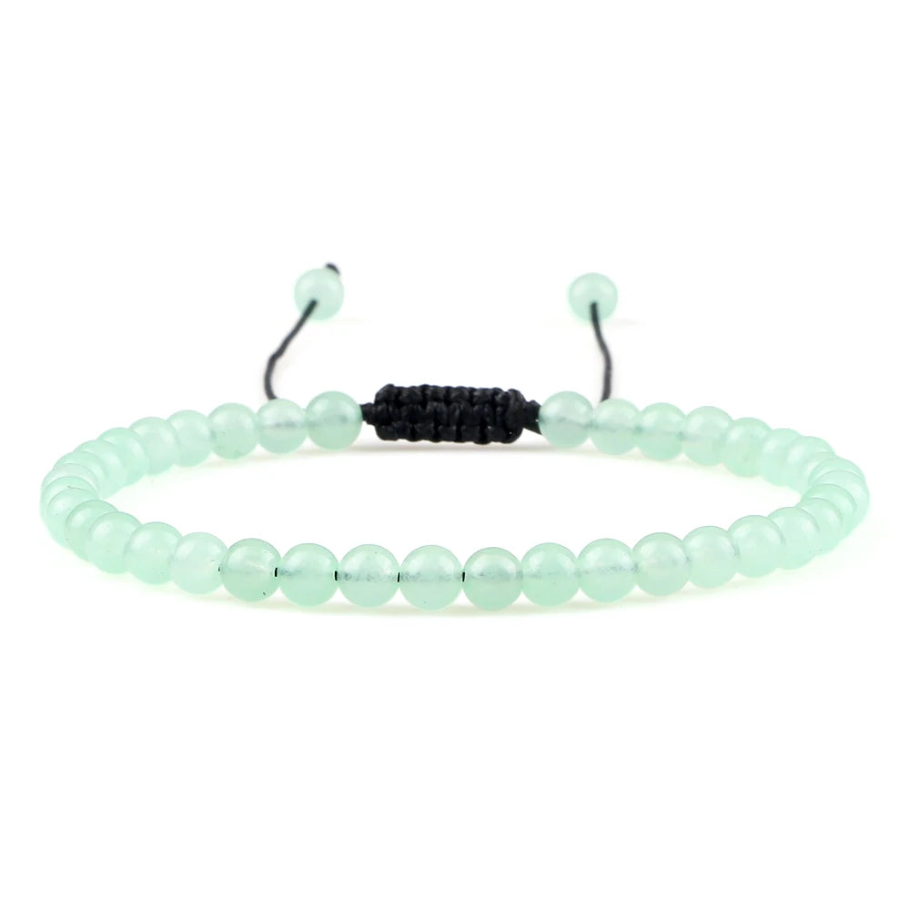 4mm Natural Mini Beads Bracelets for Women Men Round Agates Onyx Stone Yoga Braided Bracelet Elastic Charm Bangle Prayer Jewelry