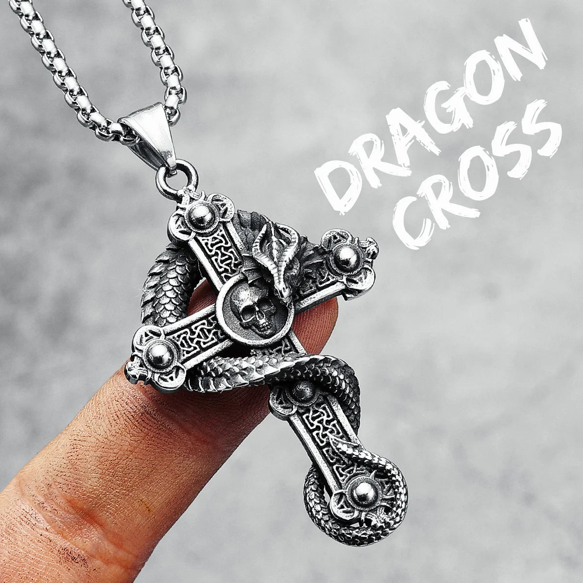 316L Edelstahl Kreuz Anhänger Drache Crucifixo Hotico Männer Halskette Kette Religion Rock Punk Rap für Biker Männer Schmuck Geschenk