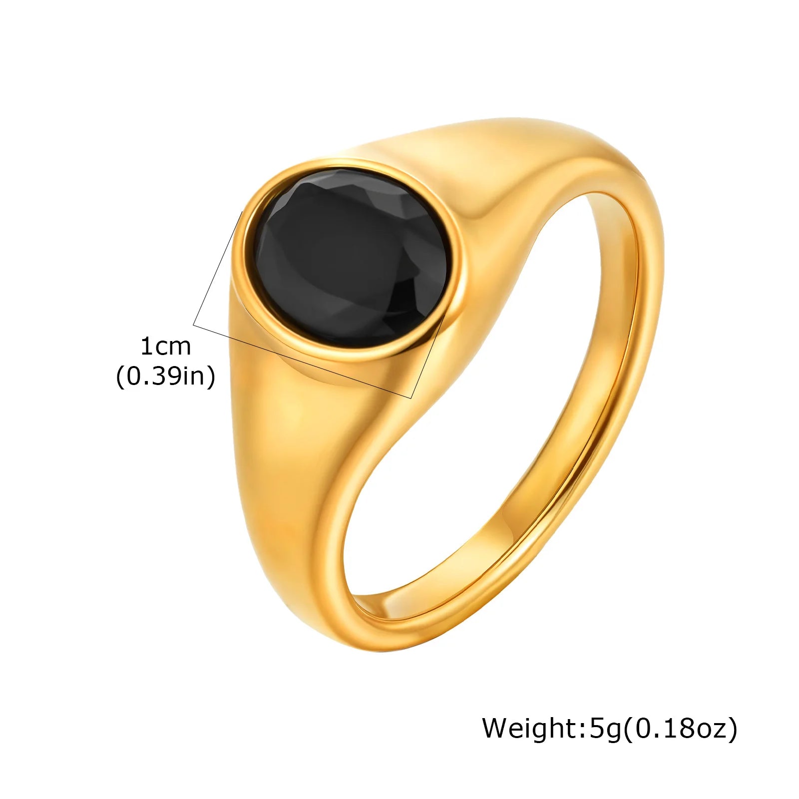 Vnox Minimalist Round Zircon Inlaid Rings For Women Men Stainless Steel Gold Color Elliptical Stone Ring Jewelry Never Lose - Madeinsea©