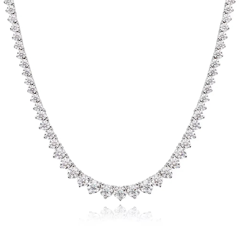 KNOBSPIN 3 Claw D VVS1 Moissanite Tennis Necklace s925 Sterling Silver 18k White Gold GRA Certified Wedding Necklaces for Women - Madeinsea©