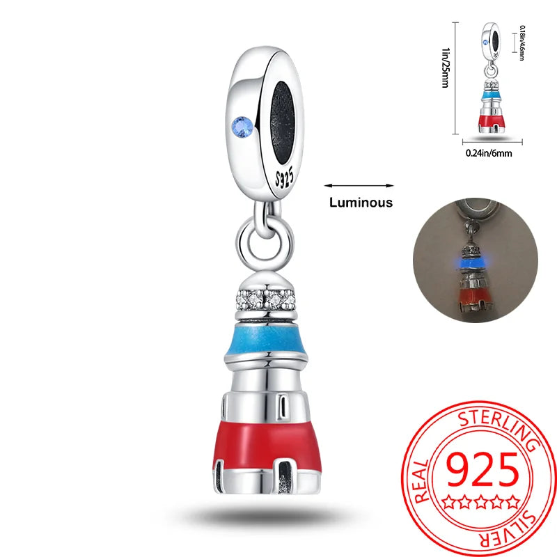 Creative 925 Sterling Silver Eiffel Tower Gold Heart Double Charm Fit DlY Bracelet Necklaces Women's Dating Jewelry Accessories