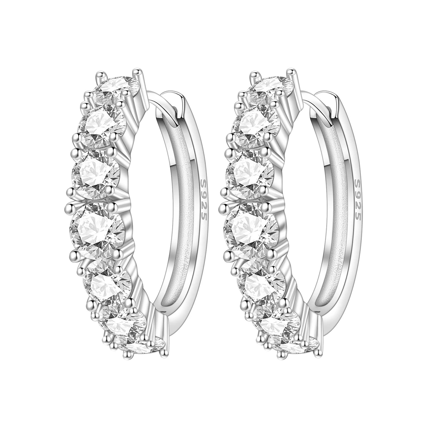PANPOKI 925 Sterling Silver Sparkling Zircon Earrings Silver Hoop Earrings For Women Jewelry Original Party Trendy Gifts
