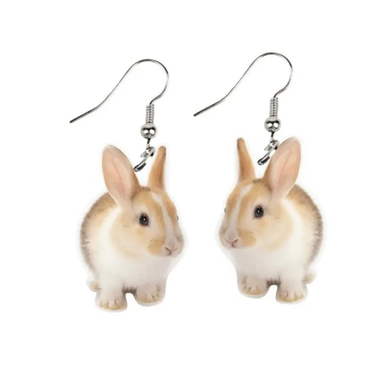 Boucles d'oreilles pendantes en acrylique pour femme, cadeau de Pâques, motif lapin mignon, bijoux intéressants pour festival et fête