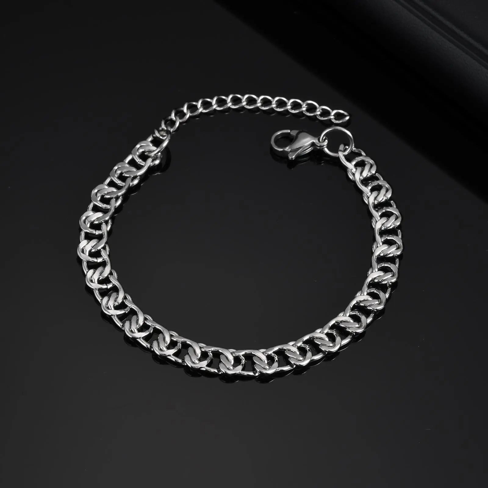 Vnox Double Knot Cuban Chain Bracelets for Men Women, Waterproof Silver Color Stainless Steel Bracelet Hand Jewelry