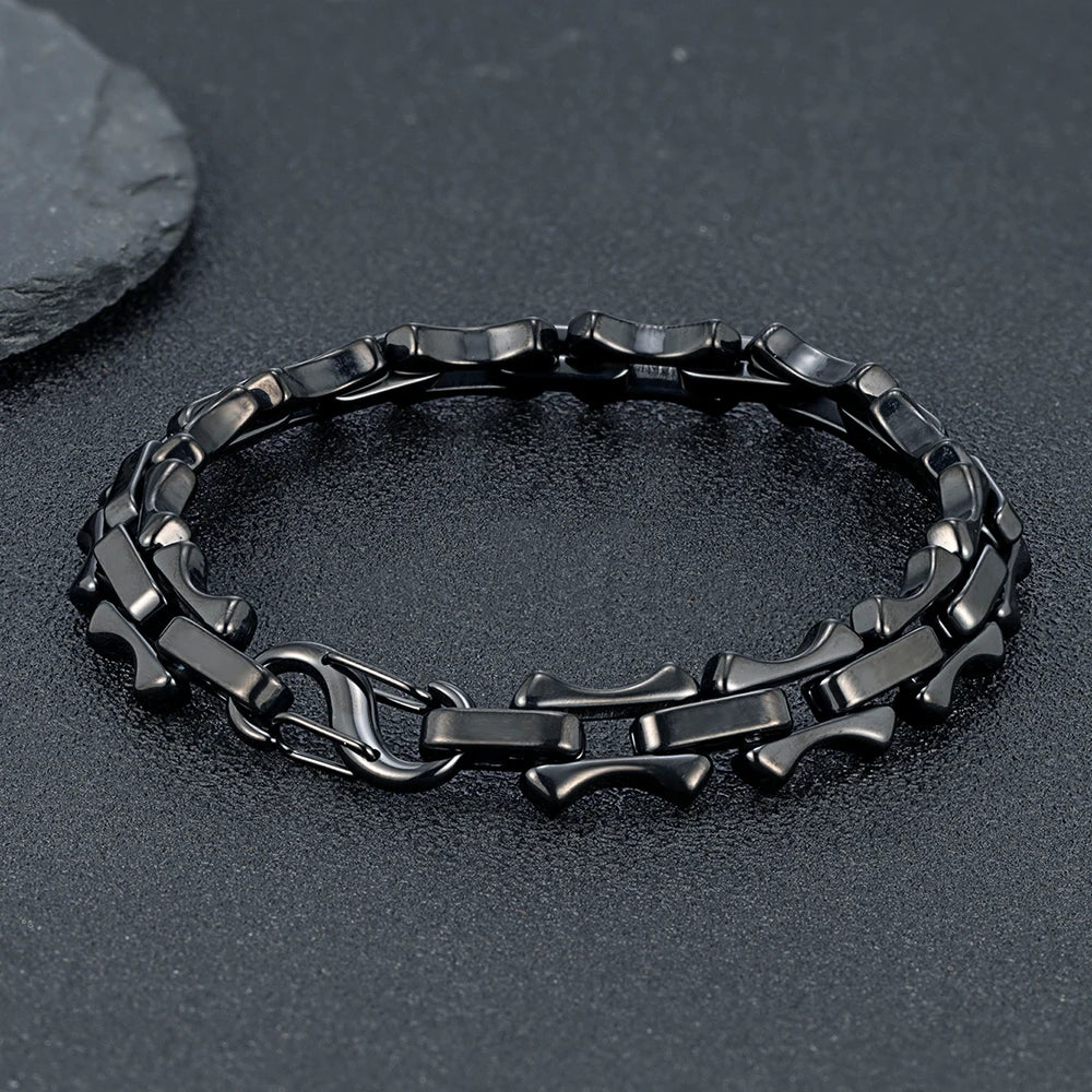 MKENDN 10MM Heavy Stainless Steel Keel Chain Bracelets for Men Boys Oxidized Metal Wristband Punk Rock Chain Bracelet Jewelry