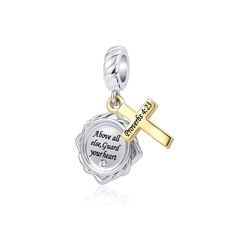 Fine religion series 925 Silver Jesus Bible Diy Bead cross Pendant Fit Original Bracelet Trinket Jewelry Figure Buddha Charm