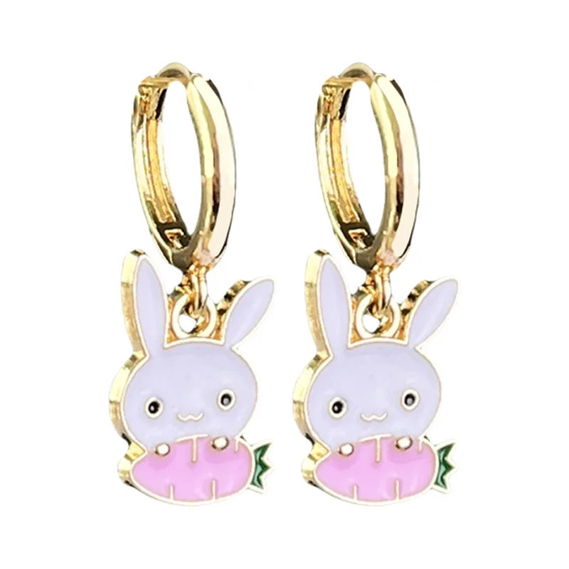 2025 neue Ostern Kaninchen &amp; Ei Legierung Emaille Anhänger Ohrring für Frauen Emaille Ostern Charme Nette Ohrring EAR100036