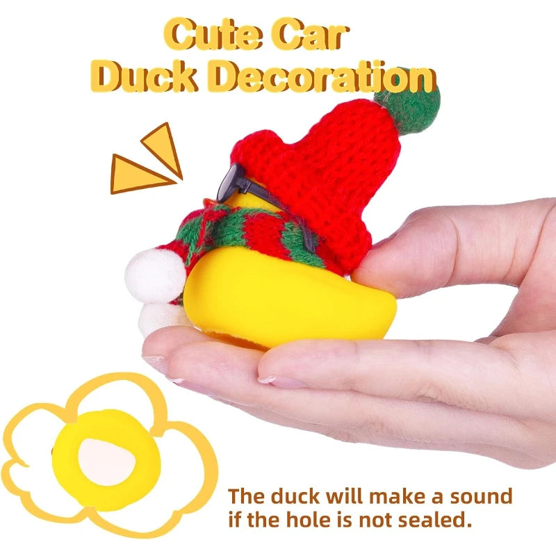 Rubber Duck Car Ornaments Winter Duck Car Dashboard Decorations for Christmas Decor and Home Decorations with Mini Hat Scarf