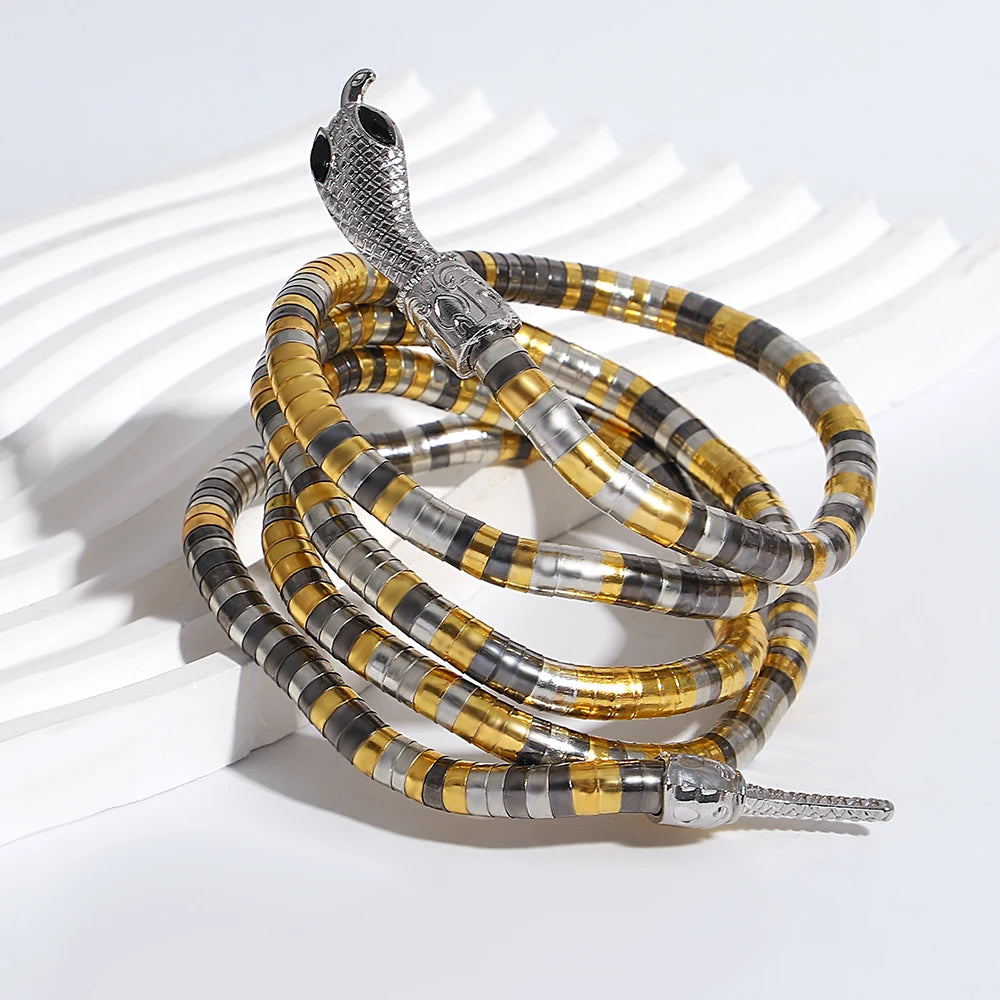 AENSOA Colorful Creative Bendable Snake Bracelet for Women Personalized Multi Use Necklace Choker Arm cuff  Adjustable Jewelry