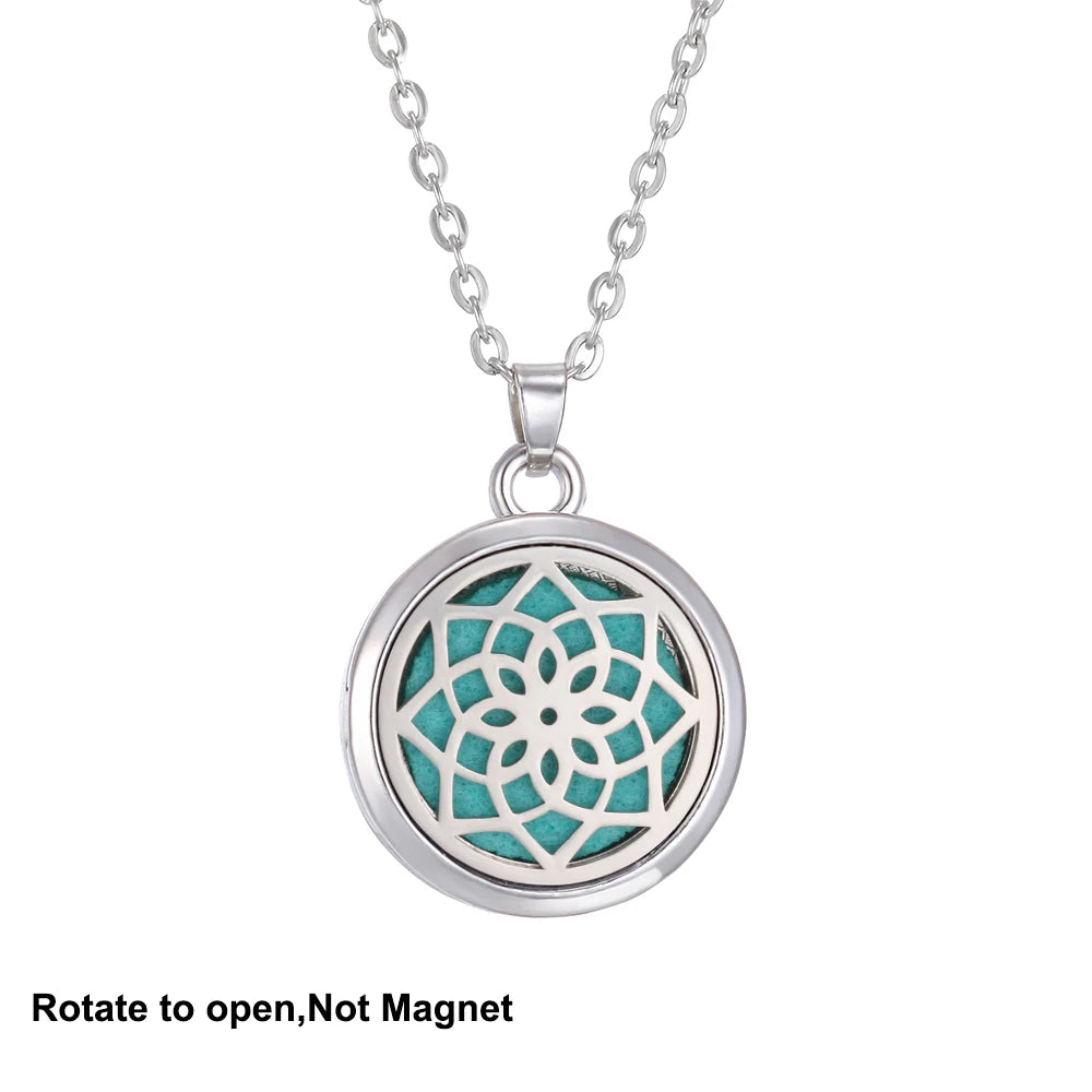 2023 New Aromatherapy Necklace Diffuser Pendant Aroma Jewelry Thread Rotate Open Locket Perfume Essential Oil Diffuser Necklace