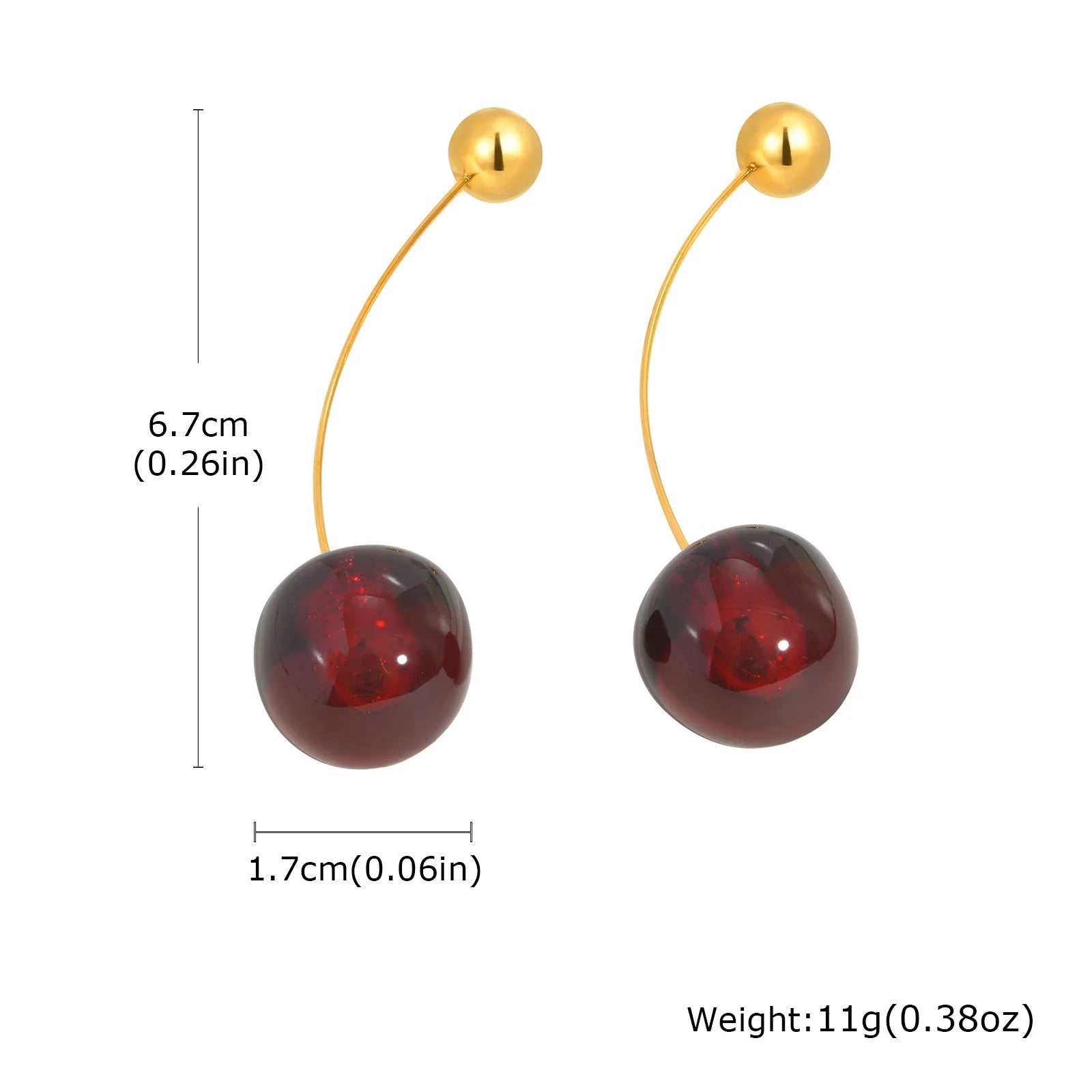Vnox Vivid 3D Cherry Earrings, Fashion New Cute Fruit Ear Jewelry, 1 Pair Girls Trendy Accessory
