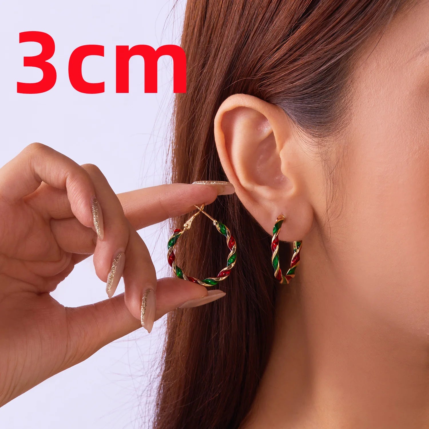 Christmas Big Round Circle Hoop Earrings For Women Colorful Twist Punk Exaggerate Earring Party Festival New Year Jewelry Gifts
