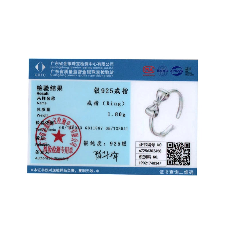 BISAER 925 Sterling Silver Bow-knot Open Ring Adjustable  Bow-knot Band Plated White Gold for Women Party Original Fine Jewelry