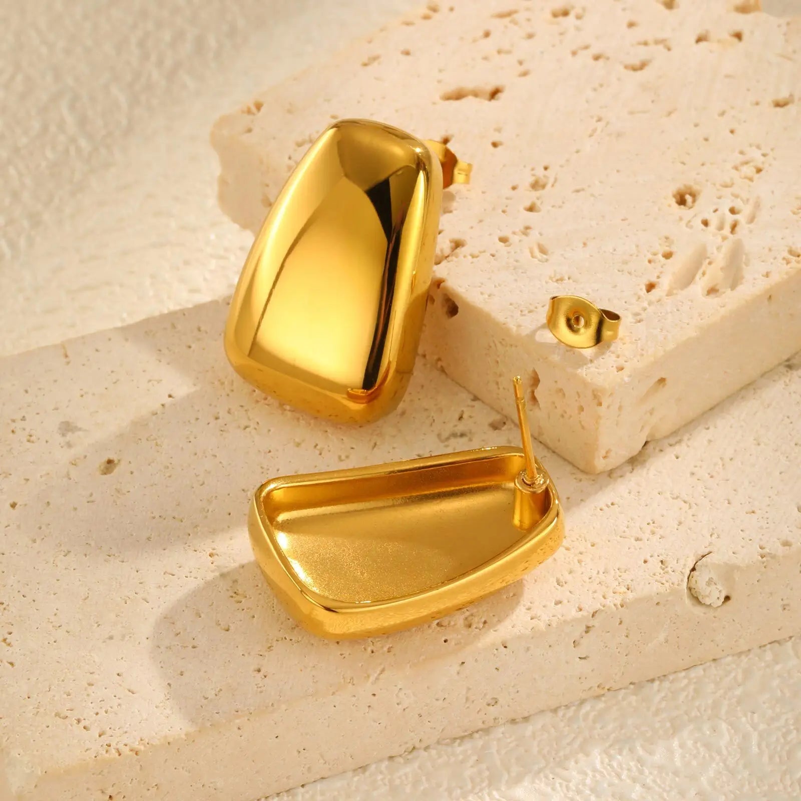 Vnox Fashion Stainless Steel Women's Stud Earring,Geometric Trapezoid Square Ear Accessories,Party Waterproof Jewelry Two Color