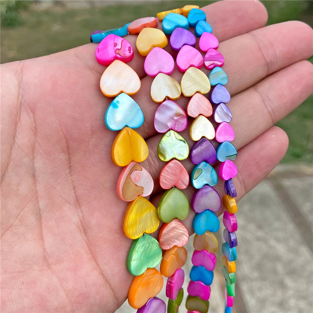 Natural Heart Shape Freshwater Shells Bead Muticolor Dyed Mother of Pearl Shell Loose Spacer Beads For For Jewelry Making DIY - Madeinsea©