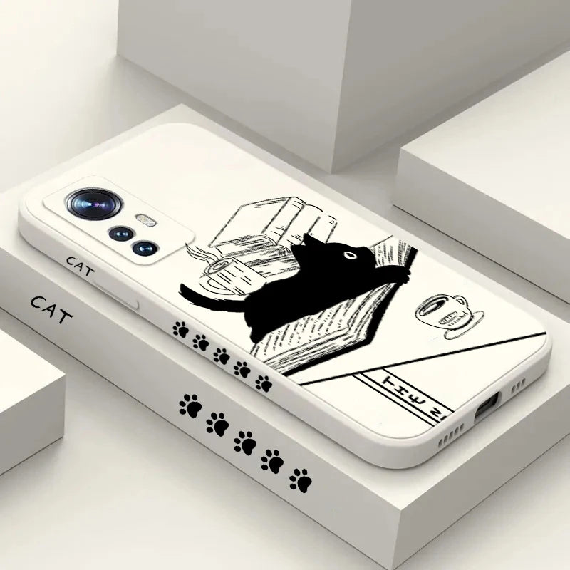 Table Cartoon Cat Phone Case For Xiaomi Poco M6 X6 F5 X5 X3 Pro Mi 11 12 13 Lite 14 11T 12T 13T Pro Shockproof Silicone Cover
