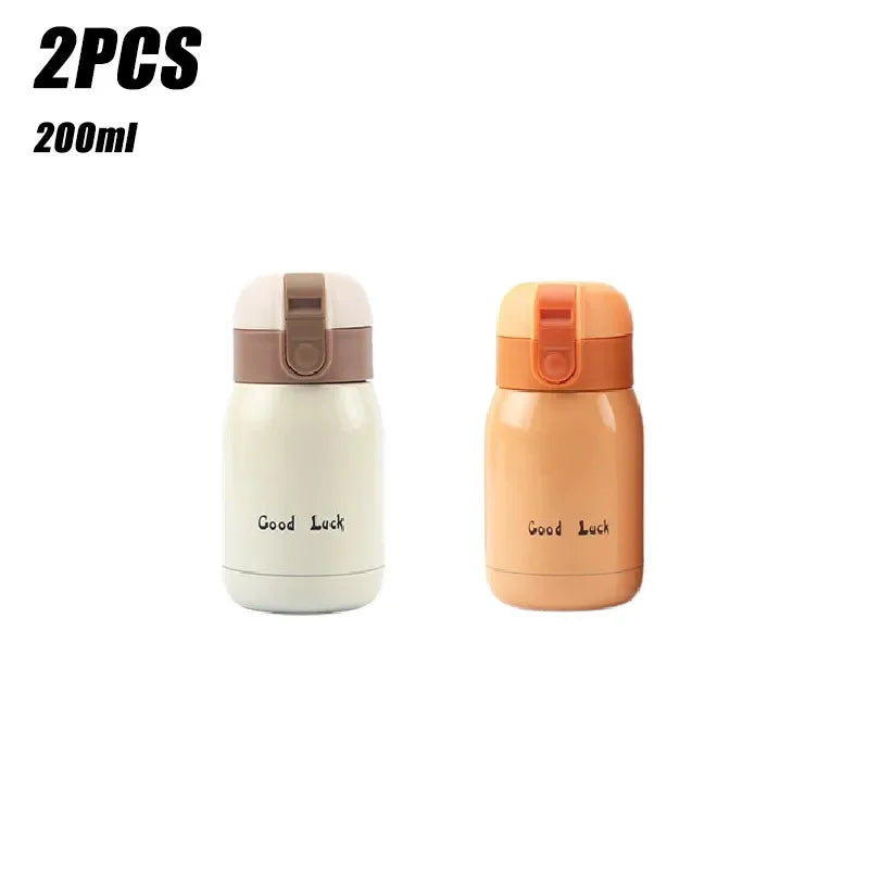 1/2PCS Goodluck Small Cute Mini Thermos Cup MINI Portable Creative Pot Belly Water Cup Pocket Cup with Hand Gift