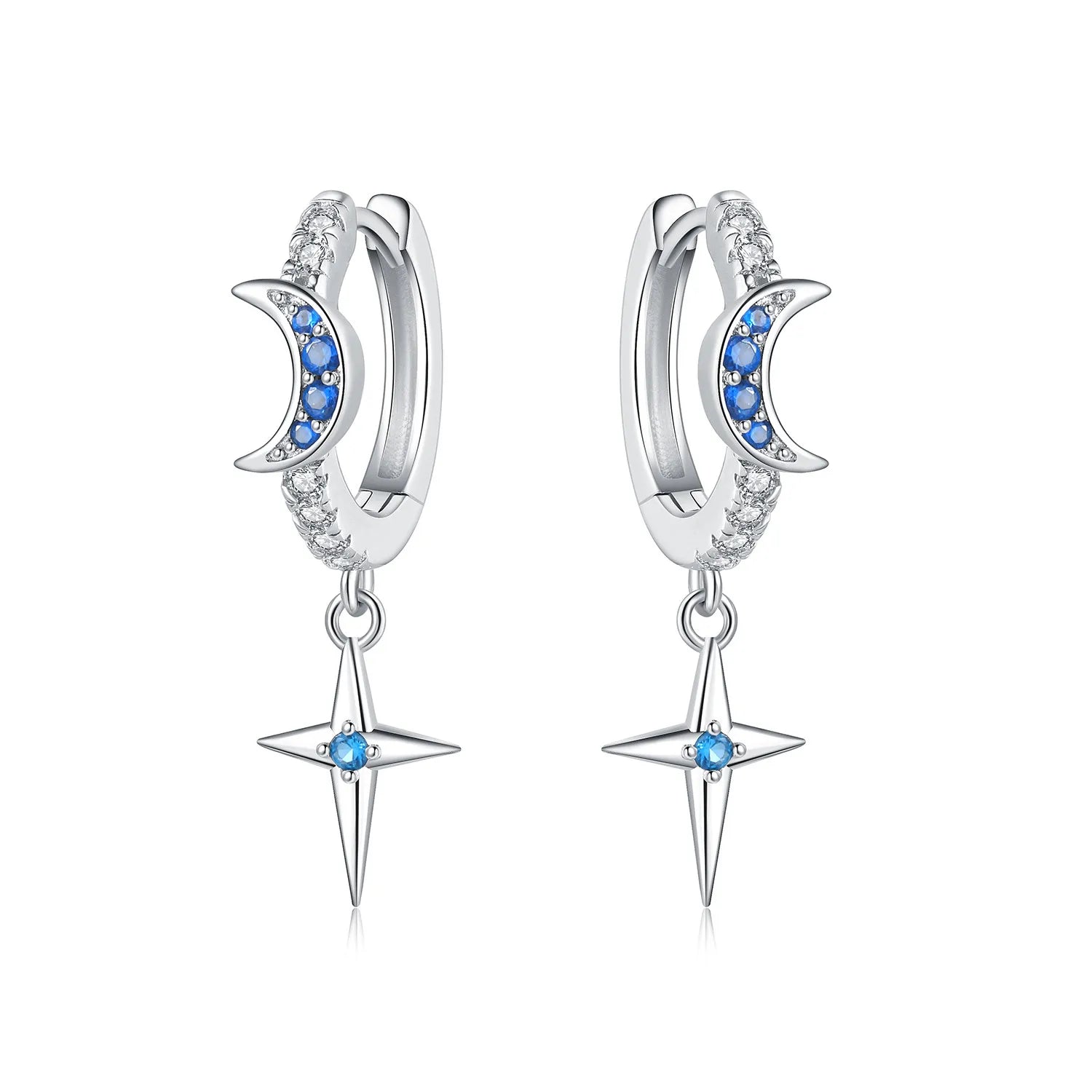 PANPOKI 925 Sterling Silver Sparkling Blue Snowflake Earrings Series Drop Earrings For Women Party Gifts Trendy Jewelry