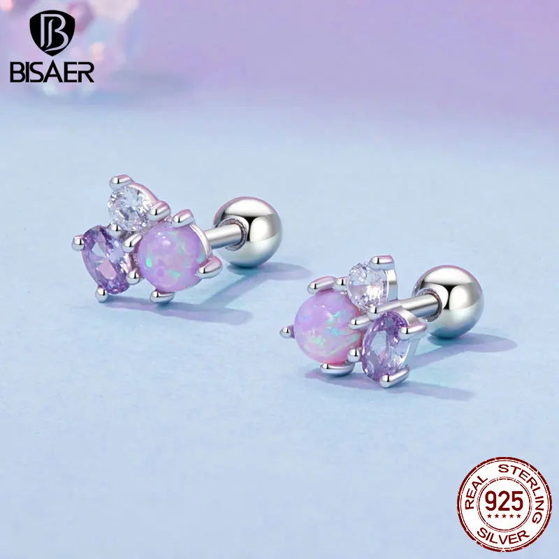 Boucles d'oreilles à tige en argent sterling 925 avec opale et diable BISAER - Boucles d'oreilles à tige en forme de nœud papillon plaquées or blanc pour femme et fille - Bijoux fins - Cadeau