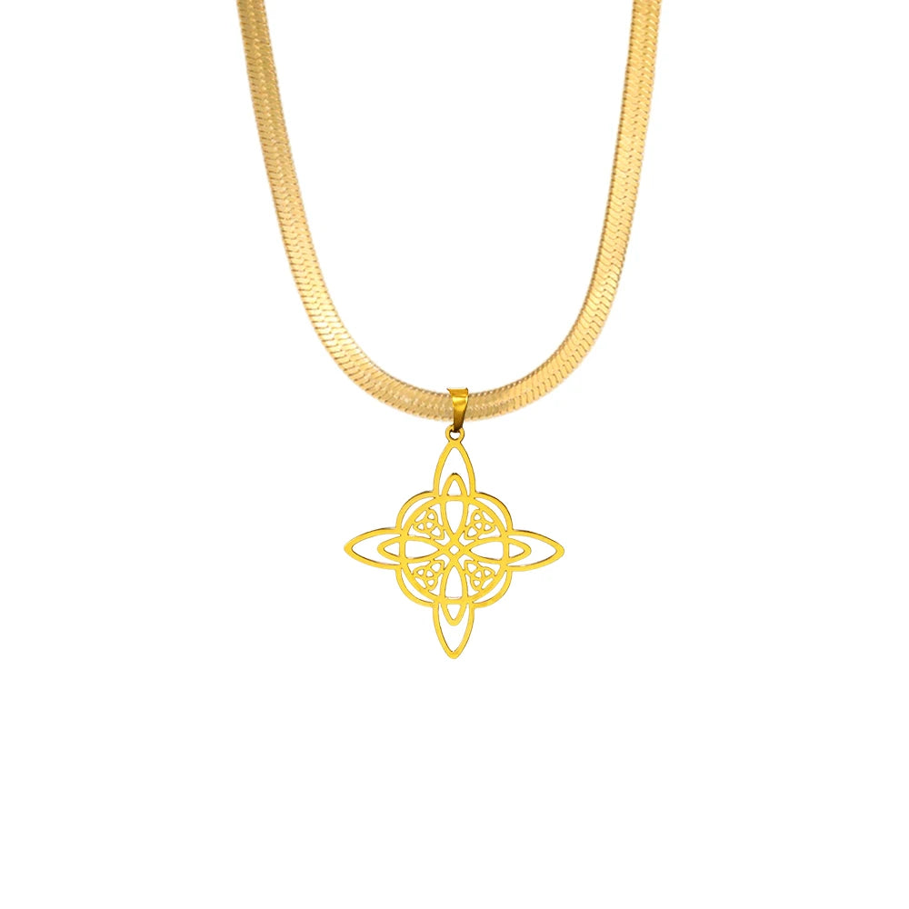 Fashion Witch Knot Necklace for Women Gold Color Stainless Steel Snake Chain Necklace Jewelry Christmas Gift Wholesale