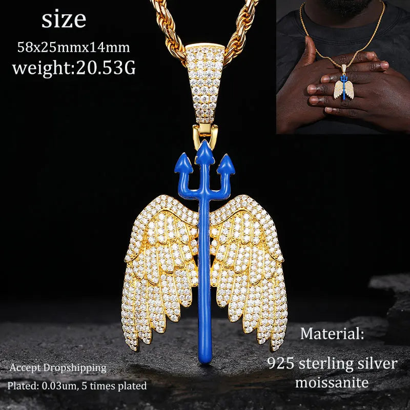 TUHE Unisex Ghost Black Moissanite 925 Pendant Iced Out Moissanite Gold Silver Color Charm Hip Hop Fine Jewelry