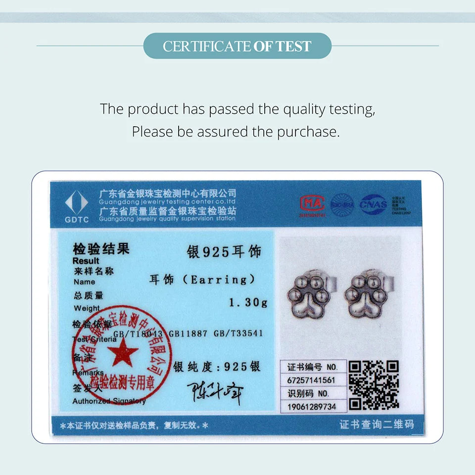 BAMOER 925 Sterling Silver Paw Print Stud Earrings Cute Animal Pierced Earrings for Women Teens Girl Lightweight Jewelry Gift