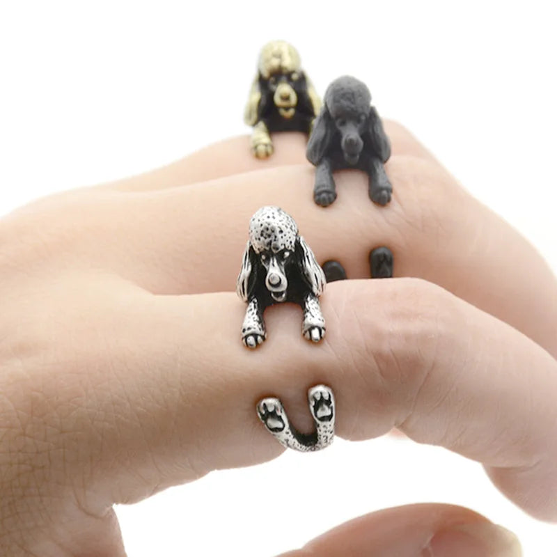 Vintage Bichon Dog&Schnauzer&Greyhound Love Pet Ring Women Boho Poodle Anel Masculino Rings For Men Jewelry Women Anillos Bijoux