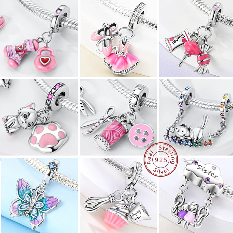 2024 heiße Verkäufe 925 Sterling Silber Rosa Charme Perlen Pendent Für Original Armbänder Charme Baumeln Frauen Gril Schmuck Geschenke