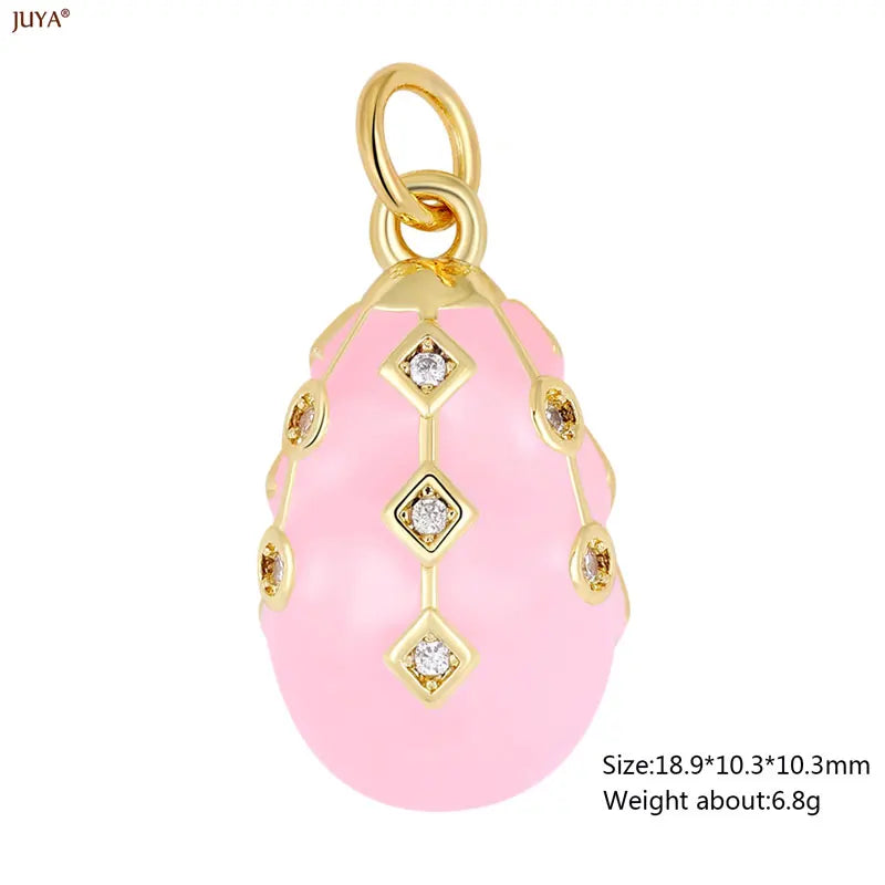 JUYA New 3D Water Drop Pendant Bohemia Type CZ Enamel Charm For DIY Women Necklaces Jewelry Making Accessories