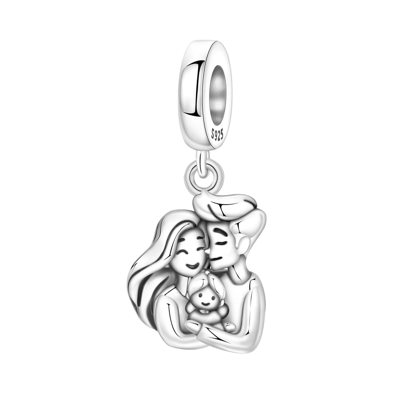 PANPOKI 925 Sterling Silver Couple And Family Beads Original Pendants Bracelet Charm Jewelry Party DIY Trendy Gifts