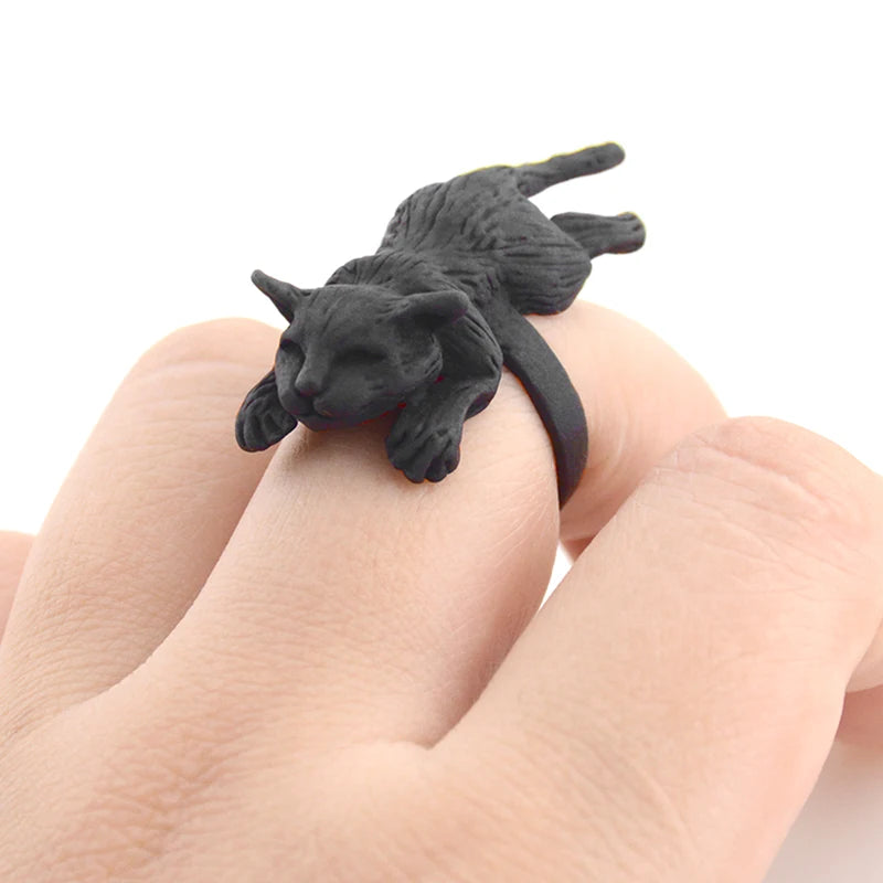 Vintage Brass Knuckle Pet Cat Ring Punk Cute Animal Anillos Couple Rings For Women Jewelry Bague Femme Men Anel Best Party Gift