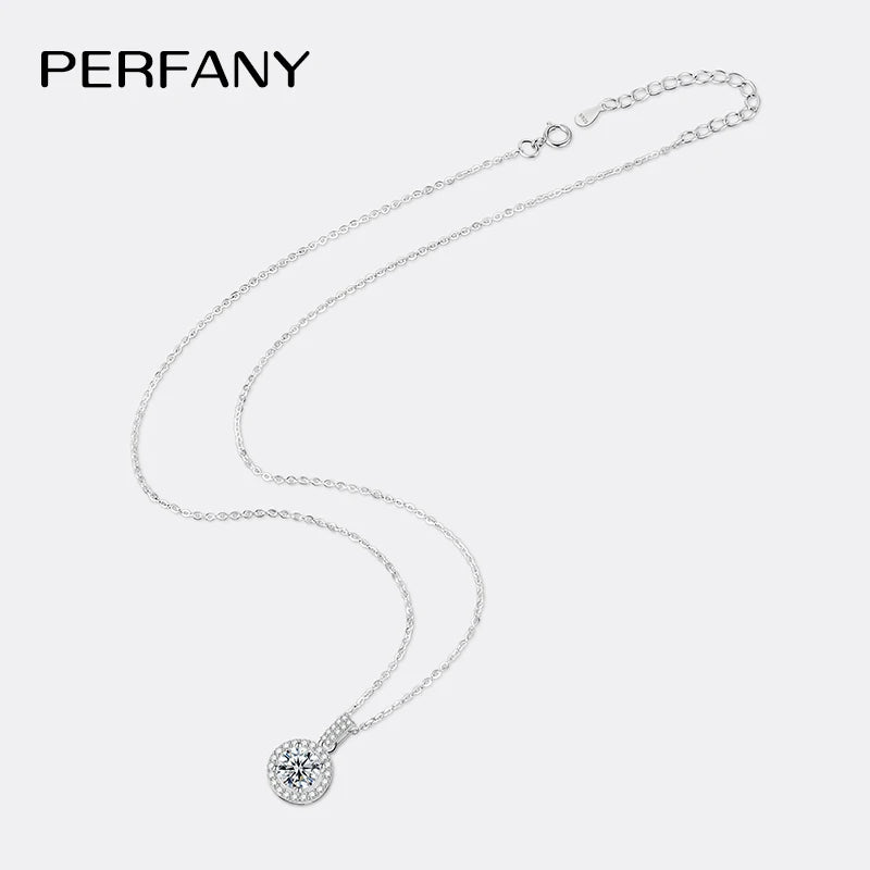 PERFANY 1-5CT Moissanite Necklace for Women S925 Pure Silver Round Laboratory Diamond Pendant Fashionable Wedding Luxury Jewelry - Madeinsea©