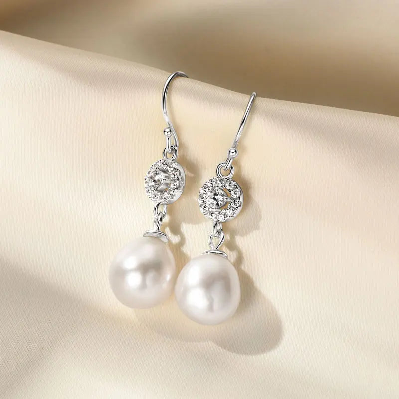 OXTAO Baroque Freshwater Pearl 9-10mm Stud Earring for Ladies Real 925 Silver Hook Piercing Earrings Jewelry Korean Wholesale
