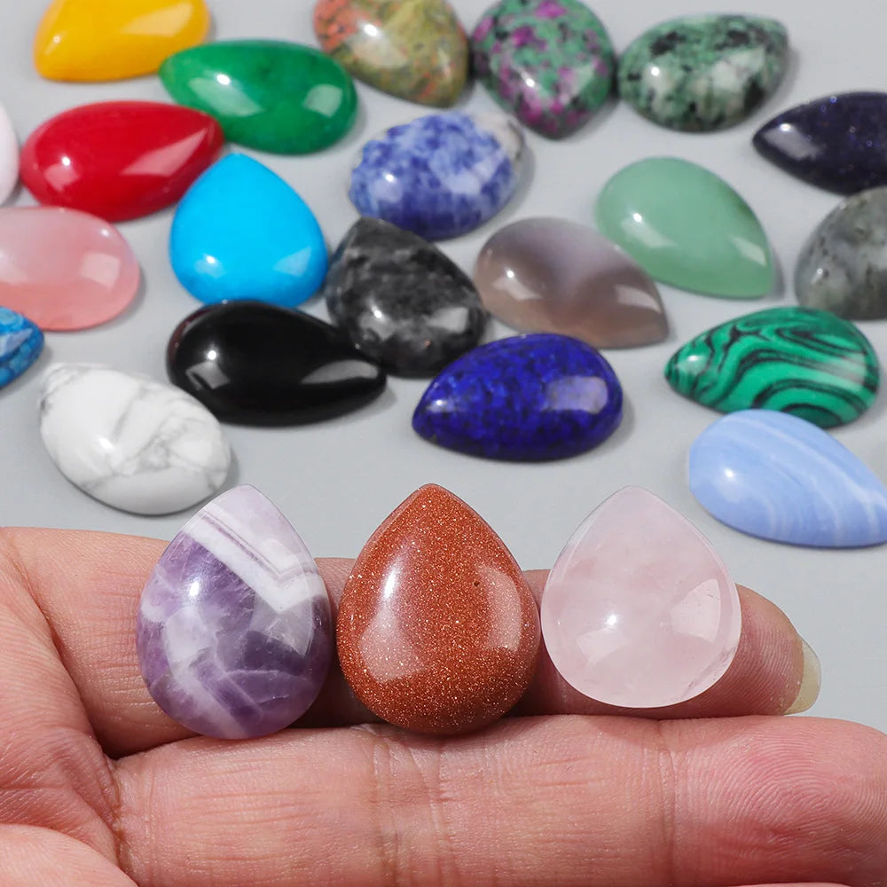 18X25MM Multi-color Natural Stone Cabochon Water Drop Shape Agat Quartz Opal Cabochons Stone For Jewelry Making DIY Accessories