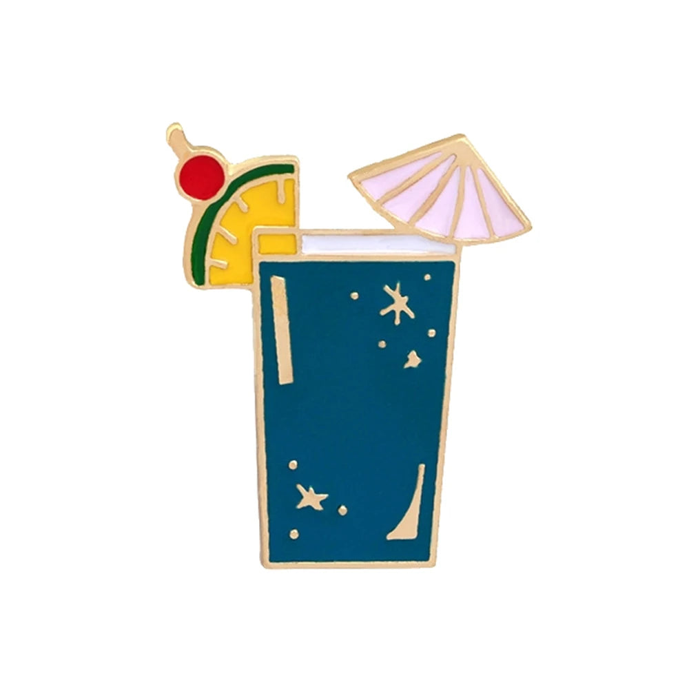 Enjoy Summer Holiday Brooch Cartoon Sea Beach Sunglasses Pins for Friends Drink Cup Ice Cream Tree Enamel Badge Bag Jewelry Gift