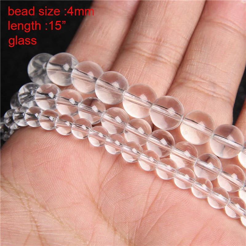 New Natural Stone Bead Clear Quartz Crystal Smooth Matte Faceted Spacer Beads DIY Handmade Bracelet Earrings For Jewelry Making