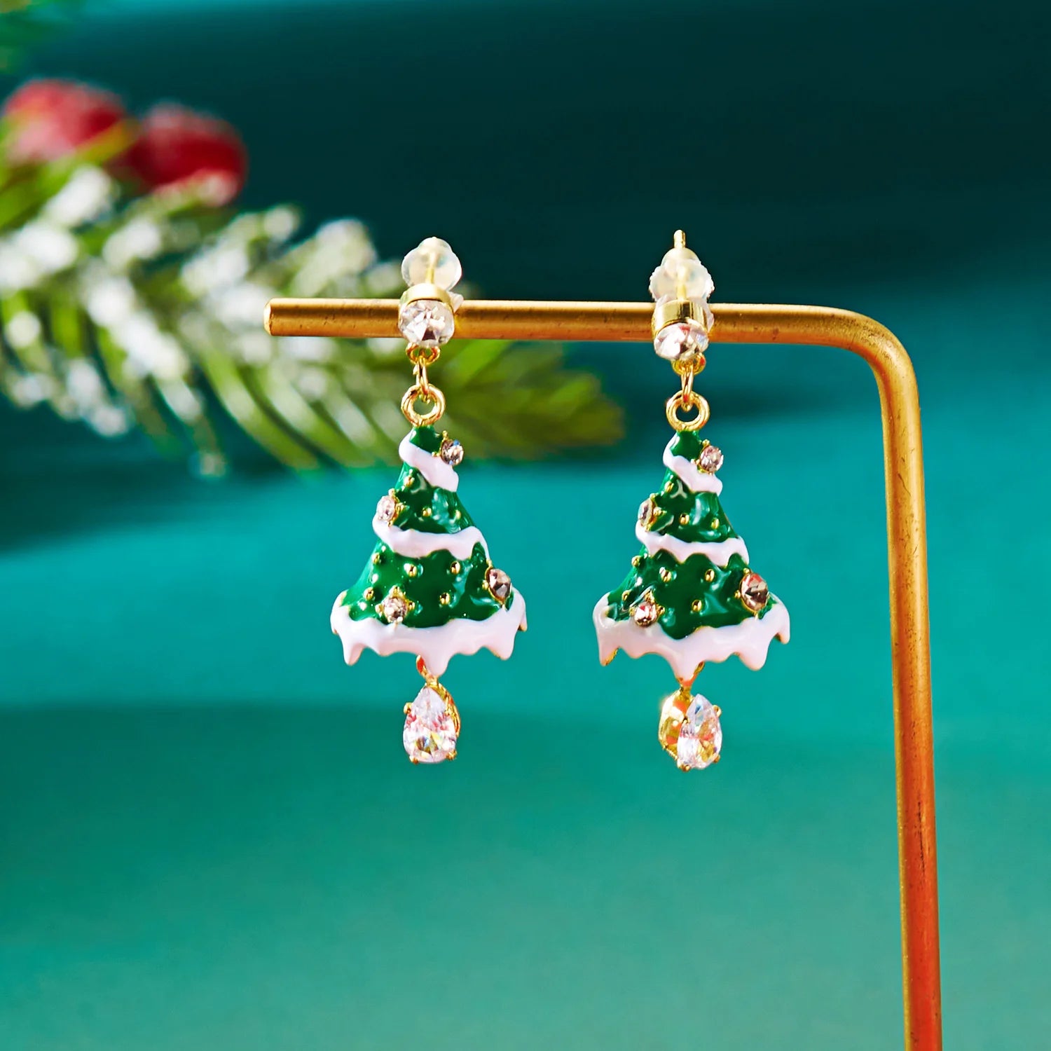Colorful Crystal Zircon Snowman Dangle Earrings For Women Cute Christmas Tree Snowflake Bow Earring Xmas New Year Party Gifts