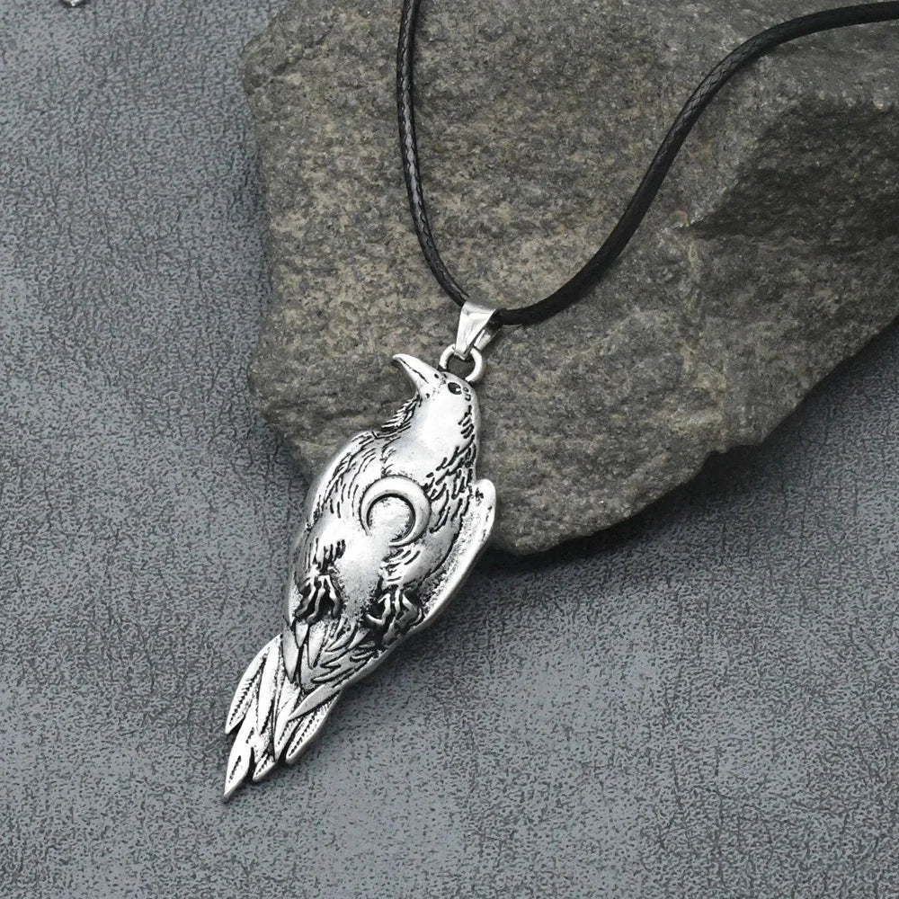 Bird Rune Norse Raven series Viking Wiccan woman Moon Phase Crow Bird Runes pend