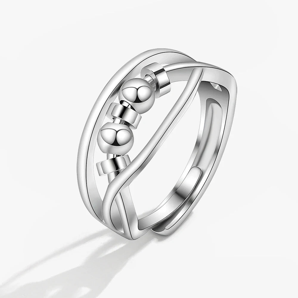 Anti Stress Anxiety Silver Ball Rings 925 Women Men Spinner Fidget Rings Vintage Gold Couple Anillos Jewelry Free Shipping Gift